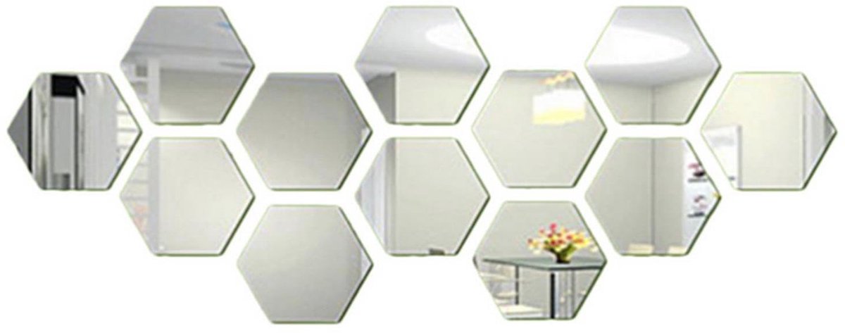 Dailygoods - 12PCS Acryl Zelfklevende Spiegels voor Wanddecoratie - Flexibele Reflecterende Spiegelpanelen