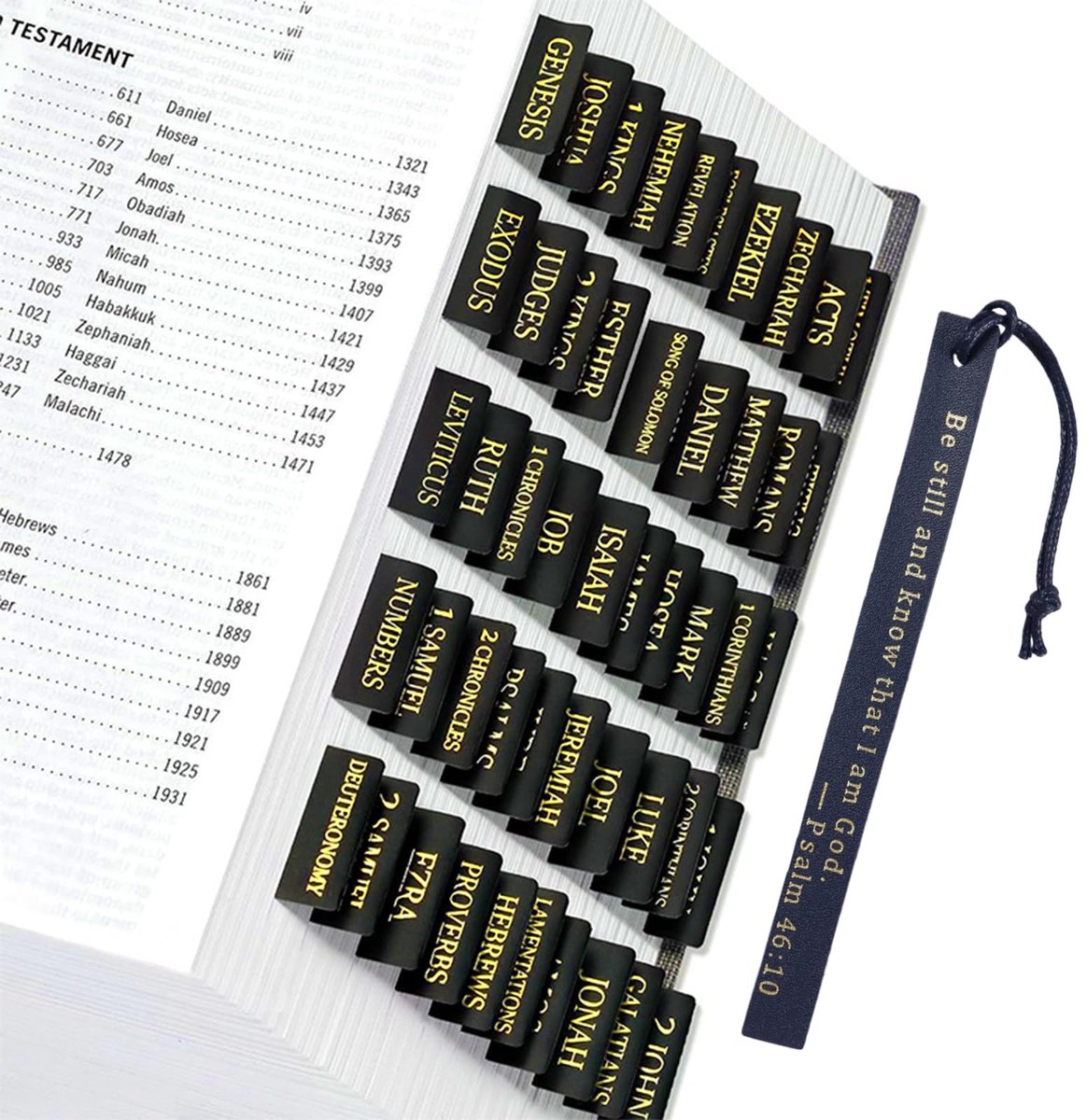 Dailygoods- Bijbeltabs Gelamineerd Waterdicht - Bijbelboektabs - Bijbeljournaling-accessoires - Zelfklevende Labels - Gouden Schrift - Inclusief Bladwijzer - Bijbelstickers