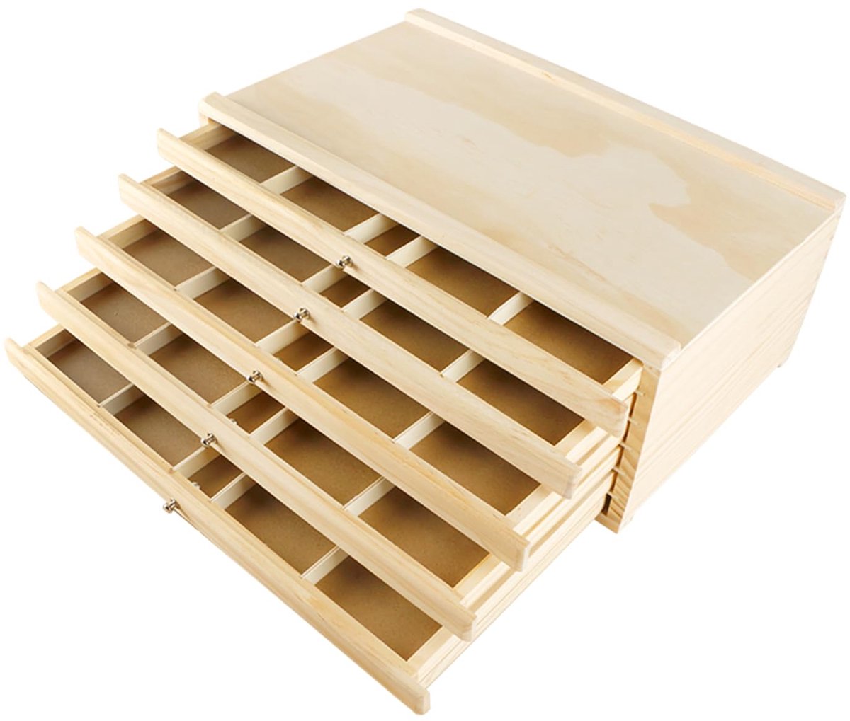 Dailygoods - Opbergdoos voor Kunstenaars met 5 Laden - Draagbaar Beukenhout
