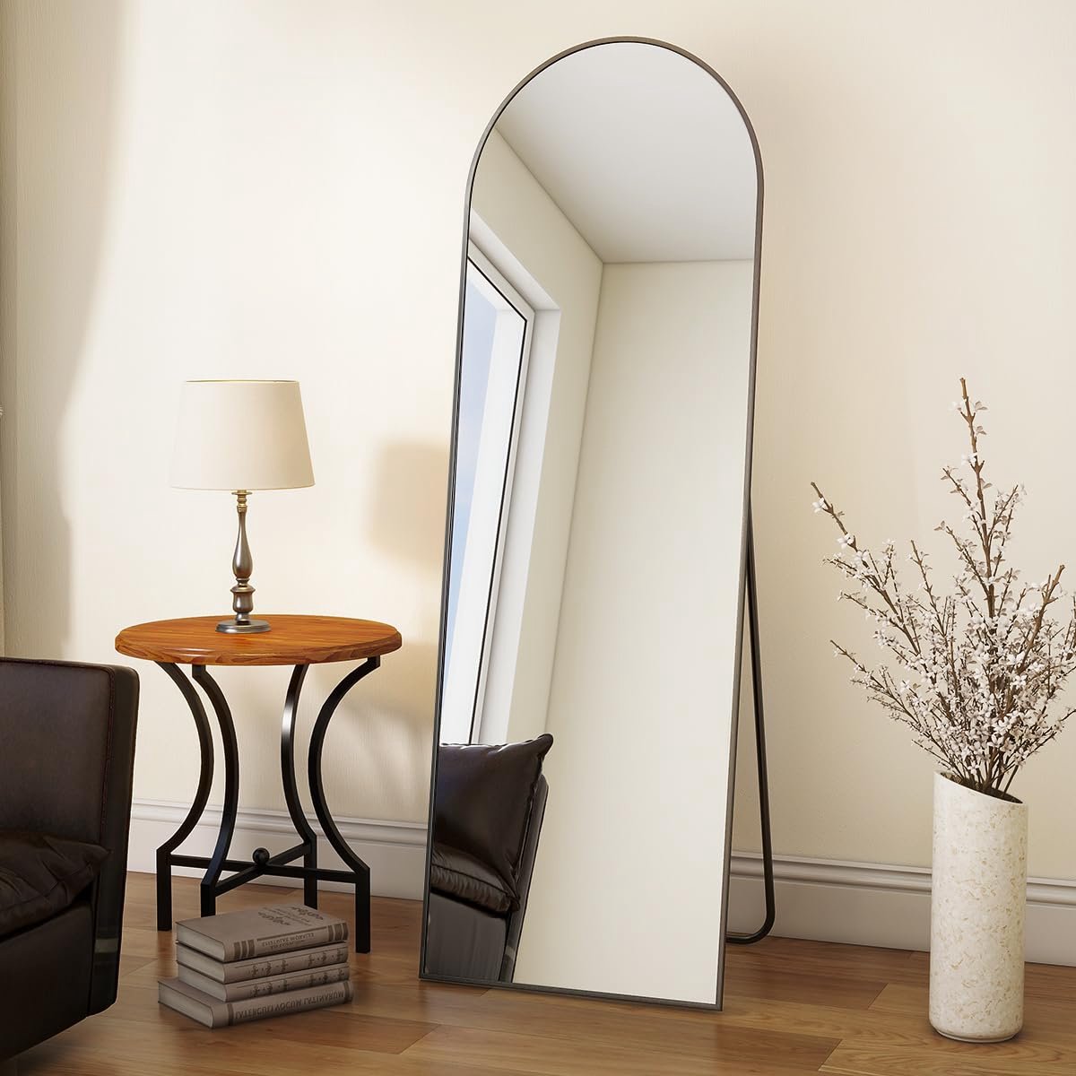 SnelShoppen - Koonmi Boog Full-Body Spiegel 40 x 150 cm Gewelfde Staande Spiegel - Grote Vloerspiegel voor Volledige Lengte - Muur Gemonteerd of Leune
