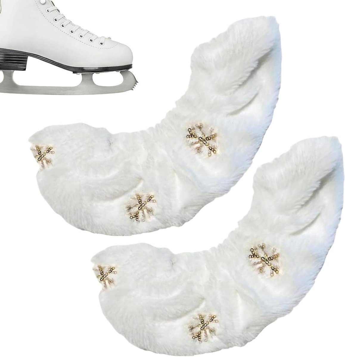 Schaatsbeschermers - Skate Guards - Schaatsen Beschermen - Sneldrogend Flanel - 25-30 cm - Gouden Sneeuwvlokken