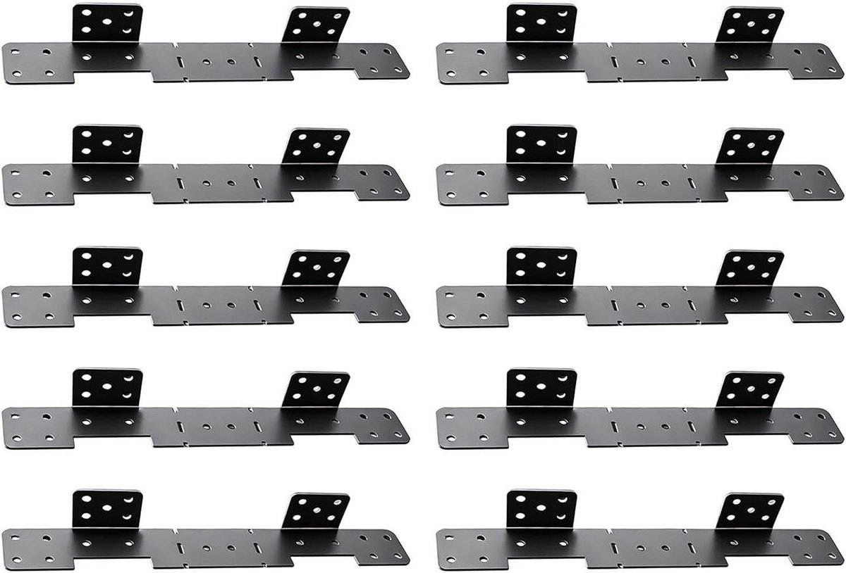 Stringer Hanger Ophangbeugel - Balkbevestiging Connectoren - Trap Constructie - Verstelbaar Staal - 10 Delige Set - Zwart