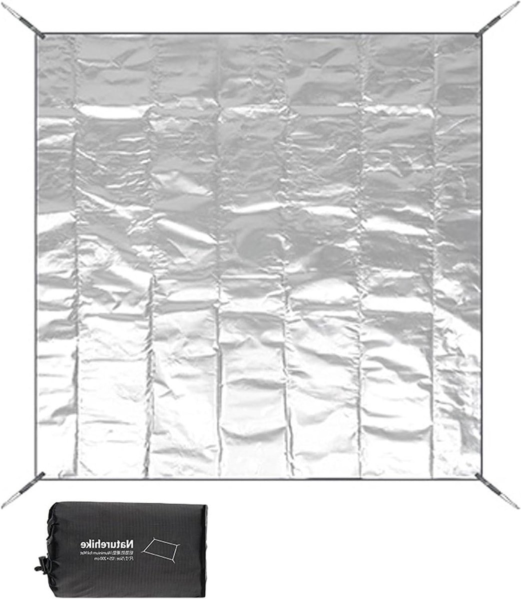 Vochtwerende Kampeer Mat - Grondzeil Tent Vloer - Outdoor Activiteiten Bescherming - Dubbelzijdig Reflecterend - 200 x 200 cm - Zilver