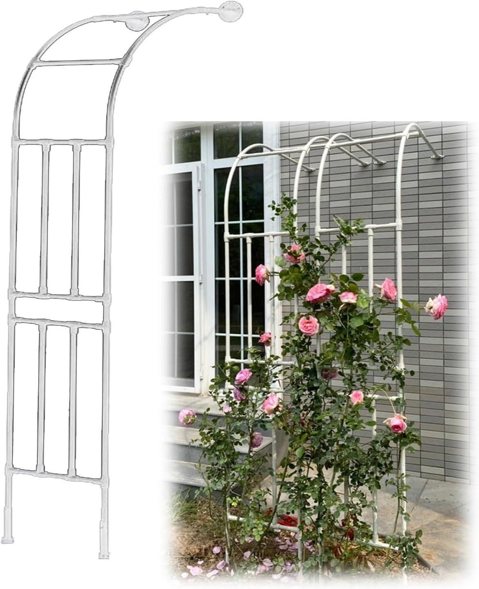 Metalen Rozenboog - Tuinboog Klimplanten - Tuin Decoratie - Weerbestendig Staal - 300 x 267 x 55 cm - Wit