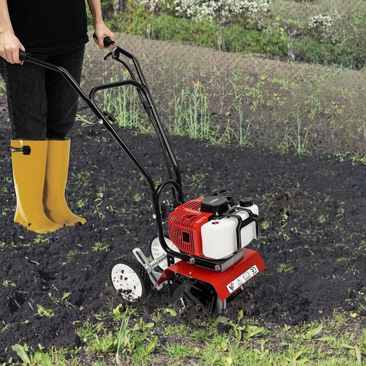 Tuinfrees - Bodemfrees Grondfrees - Bodem Bewerken - 52cc 2-Takt Motor - 35 cm Werkbreedte - Rood/Zwart