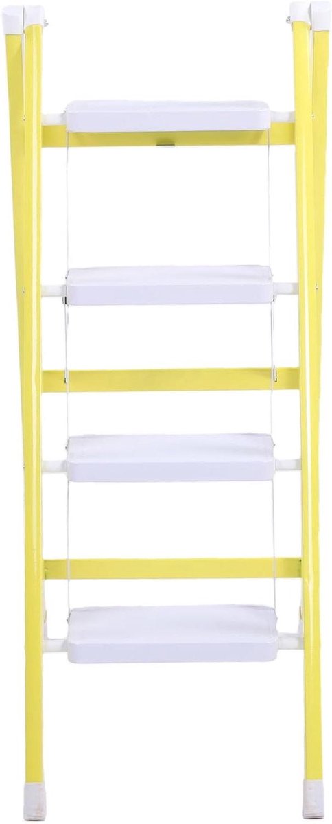 Vouwladder - Opstapladder Huishoudelijk - Huishoudelijke Taken - Opvouwbaar Stevig Ontwerp - 44W x 5H cm - Geel Wit