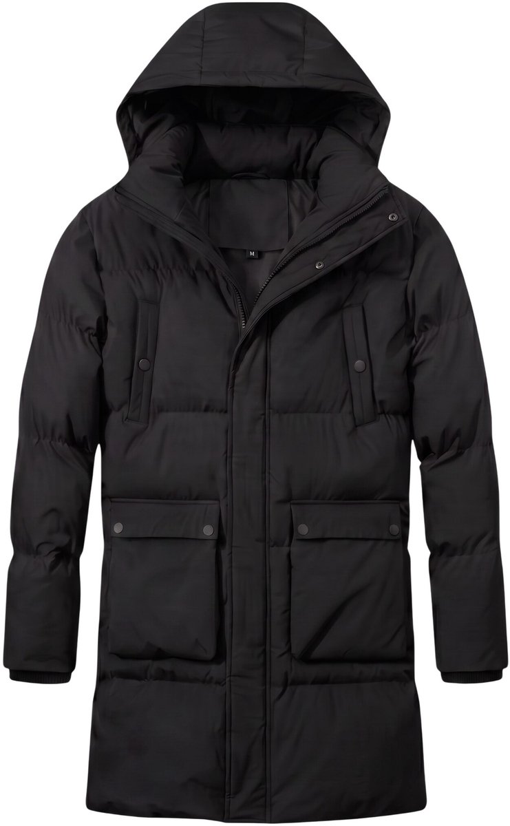 Lange Puffer Jas Heren - Heren Jas Winter - LF3361 - Zwart - Maat 3XL