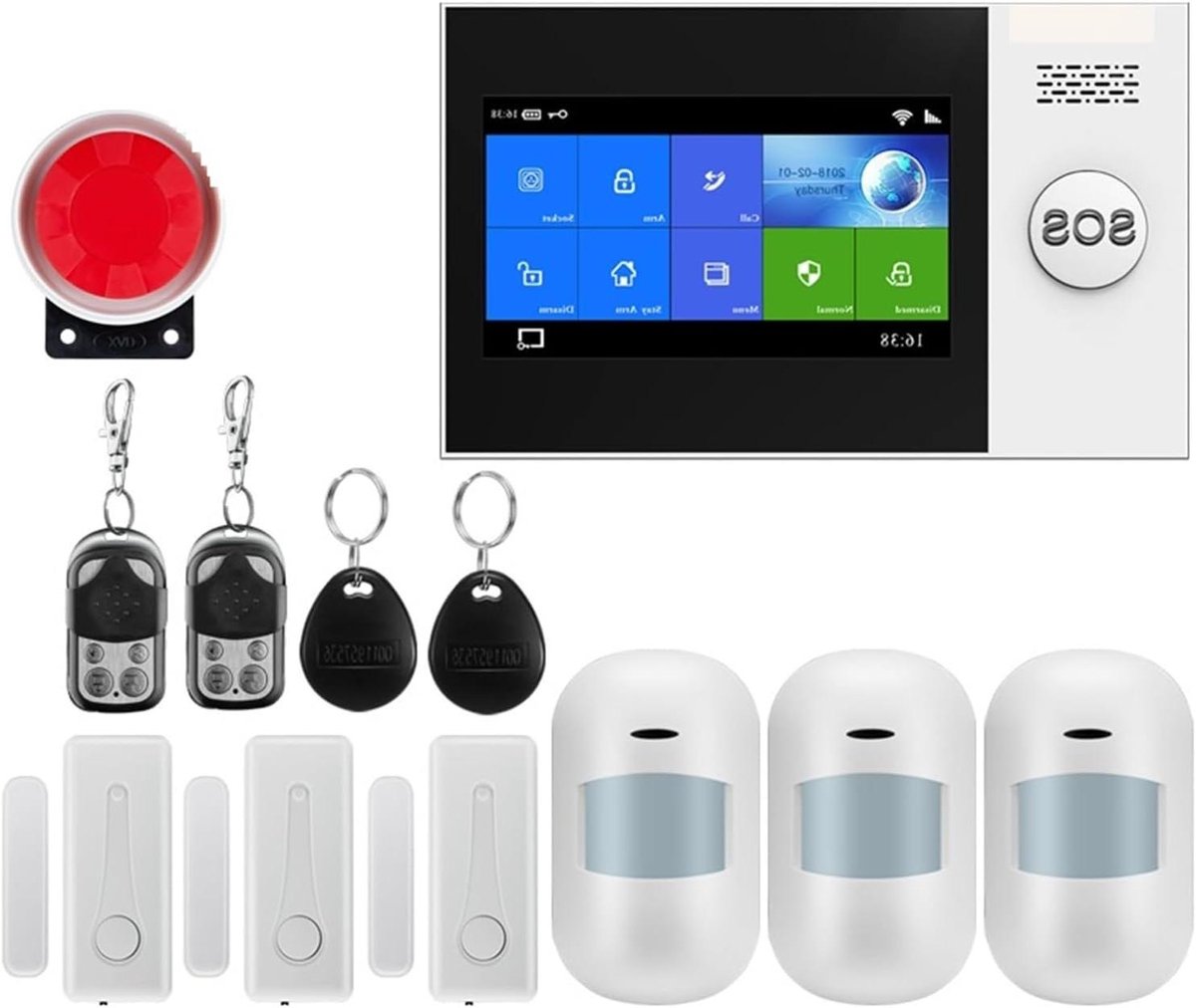 Alarmsysteem Rookmelder - Inbraakalarm Bewegingssensor - Huis Beveiligen - Wifi GSM GPRS Ondersteuning - 160x98x19mm - Zwart
