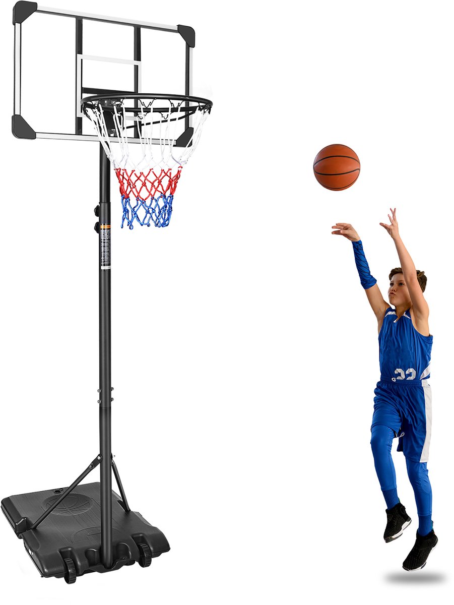 DESMIU Basketbalstandaard – Verstelbare Hoogte 170 Tot 213 Cm – Metaal En Kunststof – Zwart – Voor Binnen En Buiten – Met Wielen
