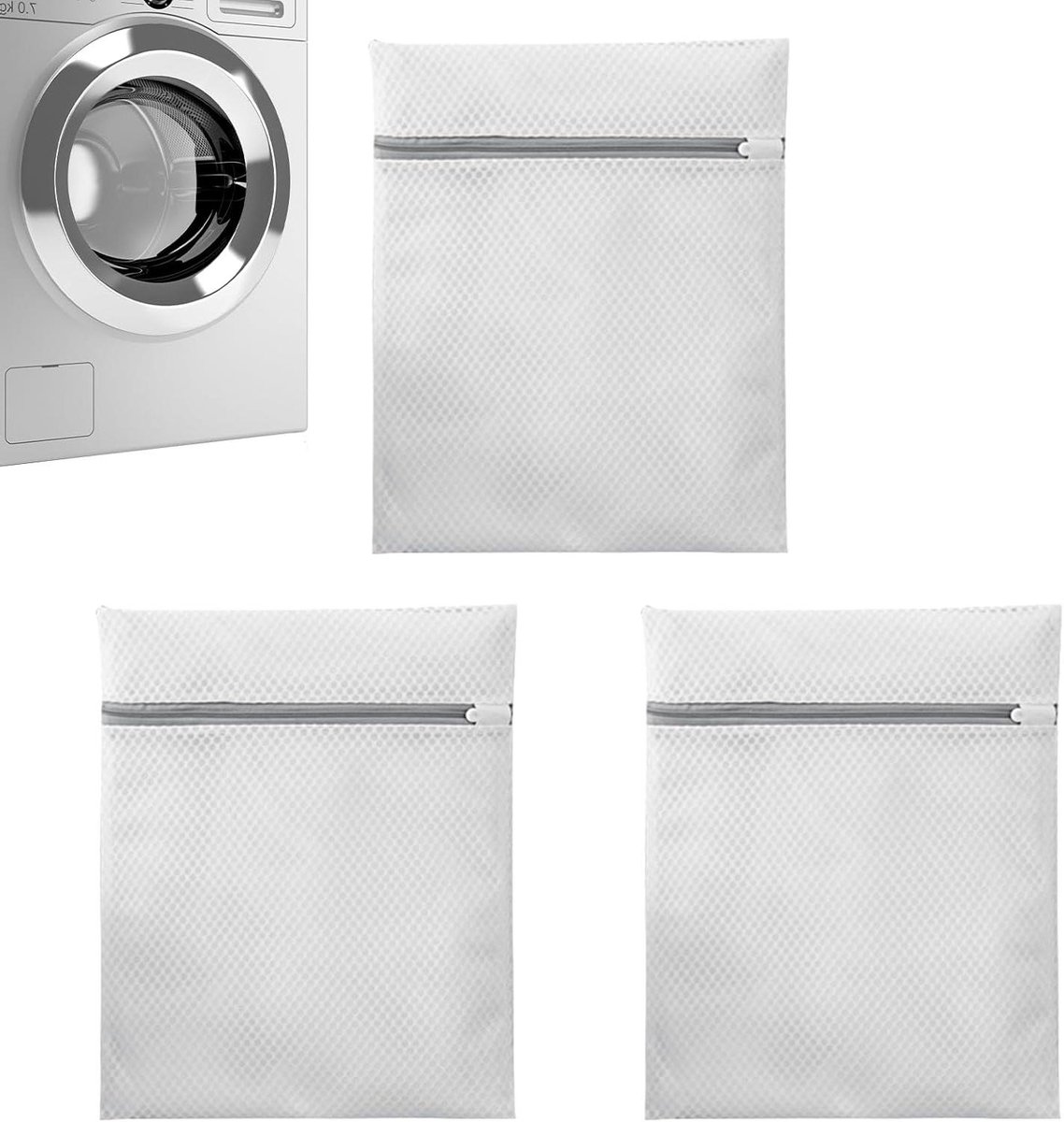 Mesh Waszakken - Waundry Net Bag - Delicate Kleding Wassen - Stevige Ritssluiting - 40x50 cm - Wit