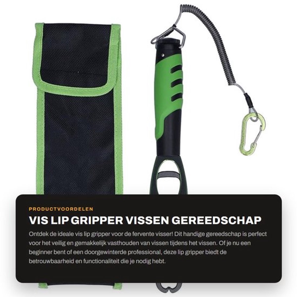 Lipgripper Duurzaam Luchtvaart Aluminium - Rubber Handvat - Vissen Gereedschap - Opbergtas - Hoog Elastisch Handtouw - Corrosiebestendig - Visgrijper