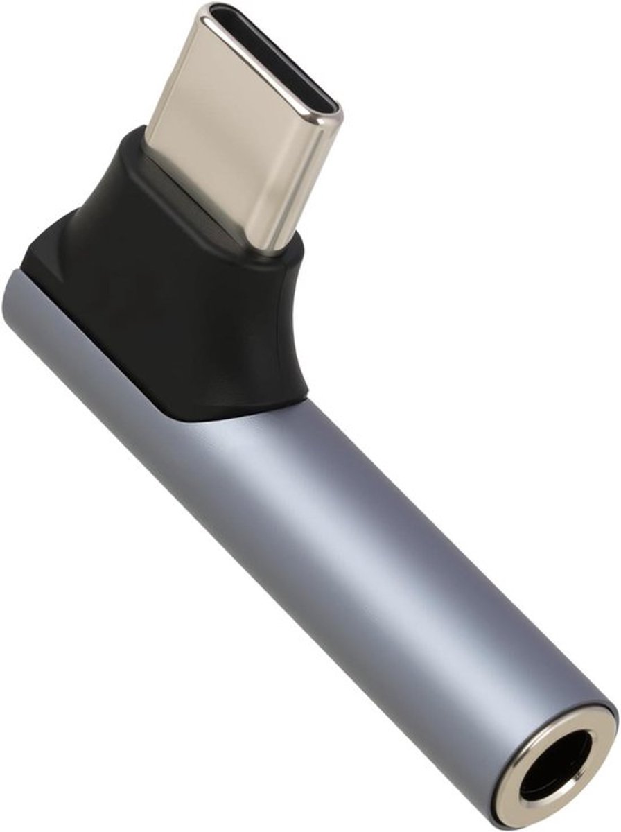 USB C-jack-adapter 3,5mm 90 graden gebogen zwart - geschikt voor iPhone 16 Pro Max, MacBook, iPad Pro, Galaxy S24 Ultra & Pixel 9
