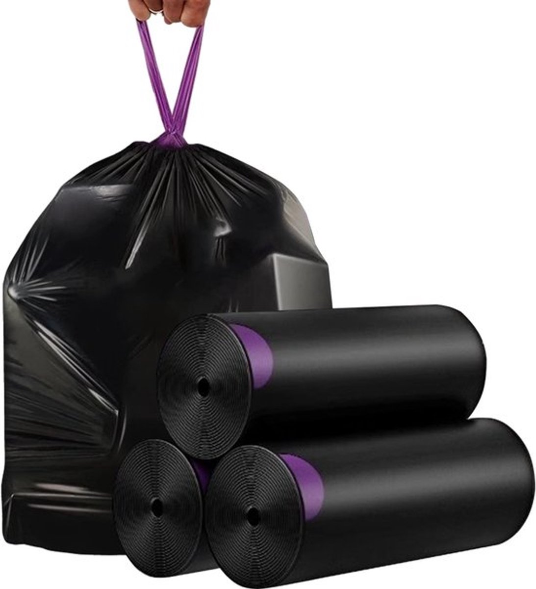 Afvalzakken 60 liter - 216 stuks - Scheurvast - Trekkoord - Ideaal voor huis/tuin/industrie - 60 x 70 cm - Vuilniszak