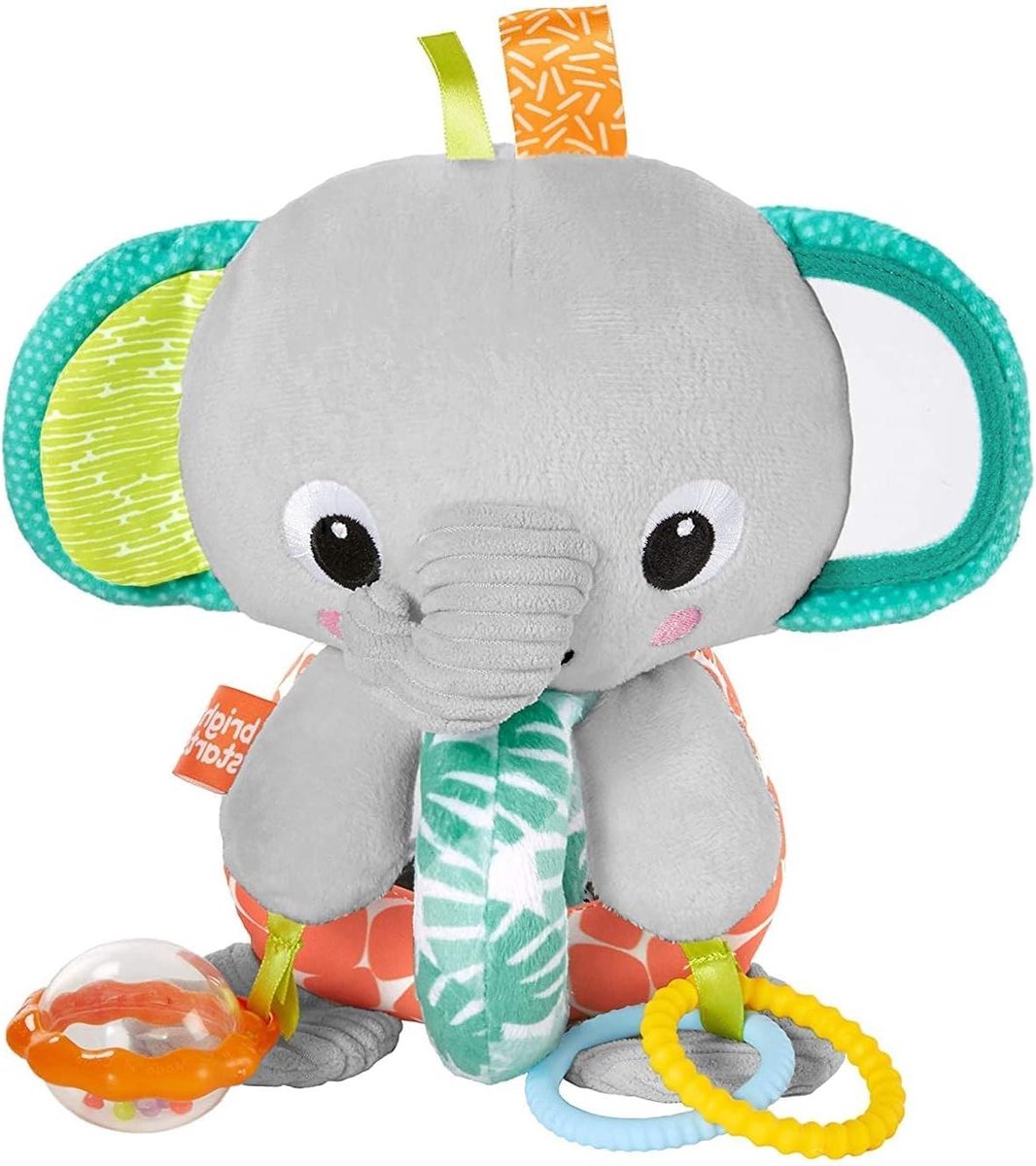 Pluche Olifant - Knuffel Olifant - Baby Entertainment - Gesegmenteerd Lichaam - 20 x 13 x 19 cm - Multicolor