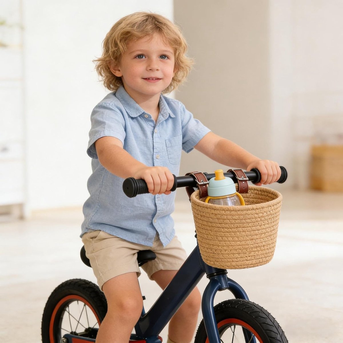 Kinderfiets Mand - Voorrekje Fiets - Spullen Vervoeren - Gereedschapsloze Montage - 20x15 cm - Khaki