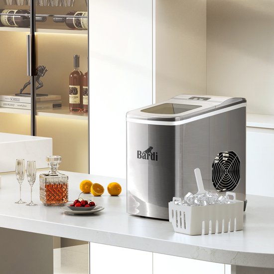 Bardi IJsblokjesmachine Set - 2 Liter - 12KG IJsblokjes in 24 uur - met IJsschep - Inclusief 1 Luxe Thermosbeker - RVS - Citruspers Zwart van Bardi — afbeelding 5