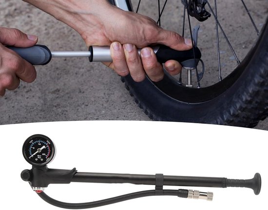 Draagbare Fietspomp - Fietsband Pomp - Banden Oppompen - Met Drukmeter - 37 cm - Zilver — afbeelding 5
