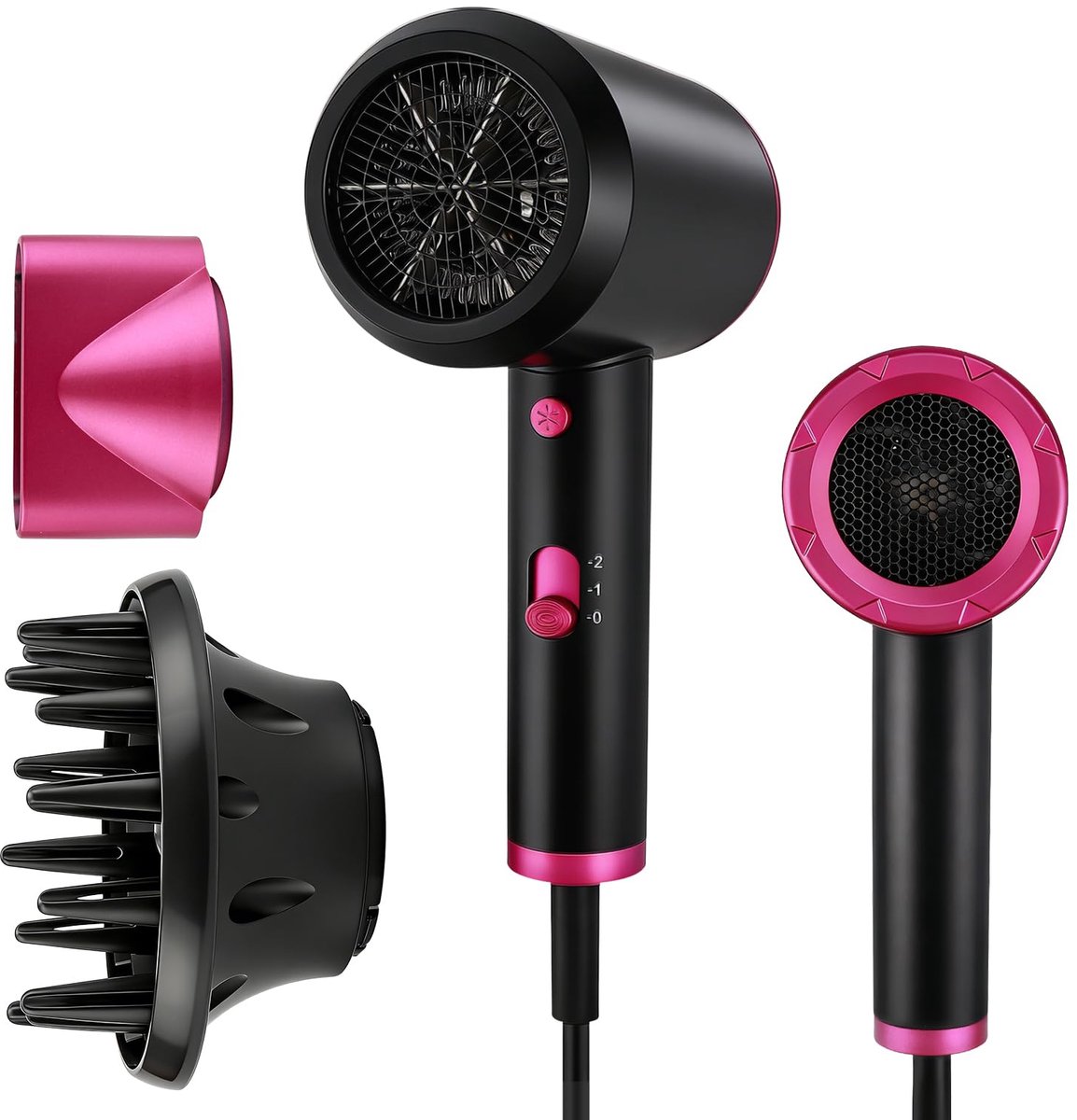 SnelShoppen - Professionele Haardroger 2000 W met DC-motor, 2 Opzetstukken, 2 Snelheden en Temperatuurinstellingen, Reisföhn met Oververhittingsbeveil