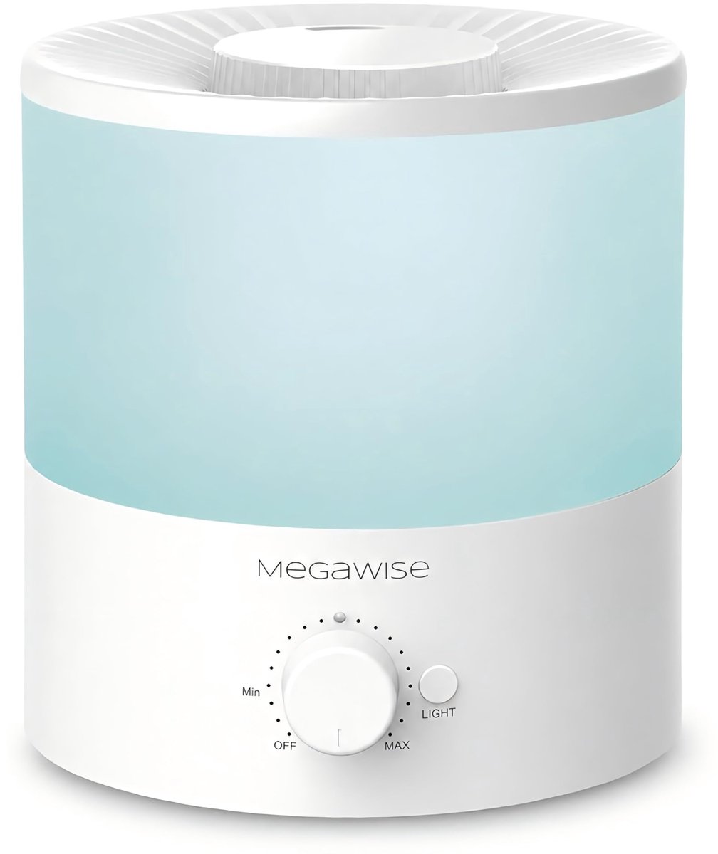 SnelShoppen - MegaWise Ultrasone Cool Mist Luchtbevochtiger 1.5L Draagbare Luchtbevochtiger met Verstelbare Mistniveaus voor Slaapkamer, Babykamer, Ka