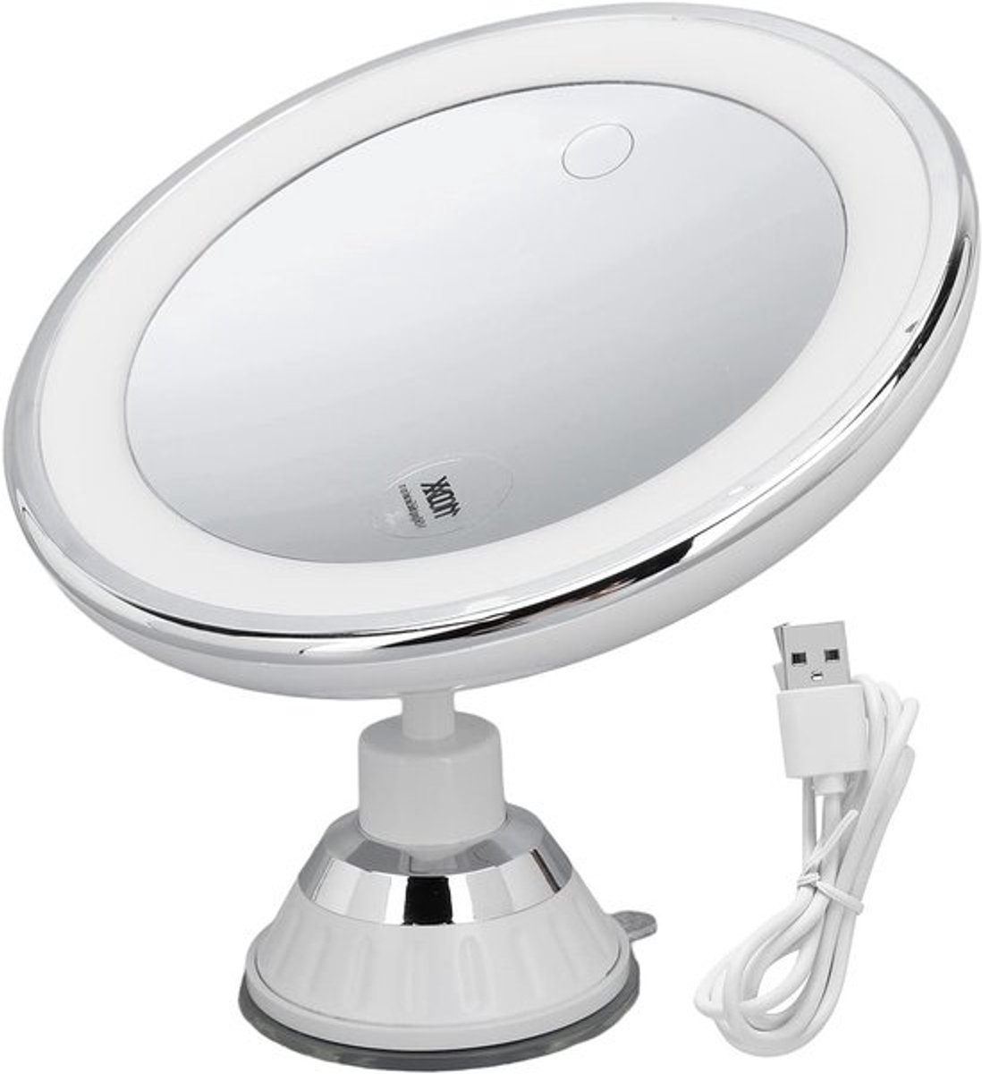 Verlichte make-up spiegel met aanraakbediening, 10x vergroting en 3 kleuren verlichting voor onderweg en perfect voor reizen