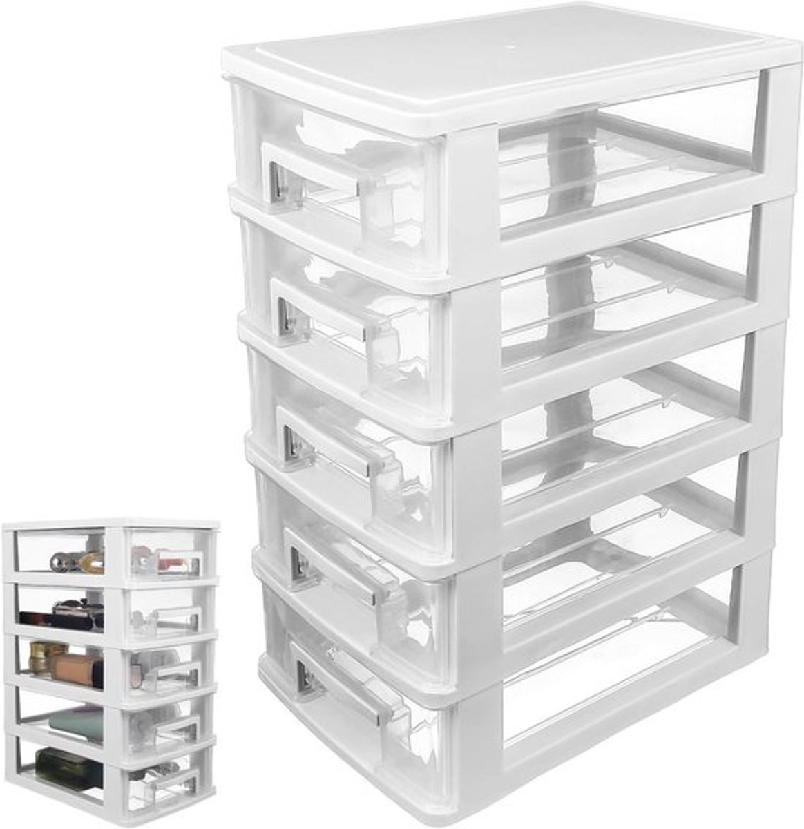 5-lades Desktop Opberg Organizer voor Make-up, Kantoorbenodigdheden en Stationery - Helder en Compact