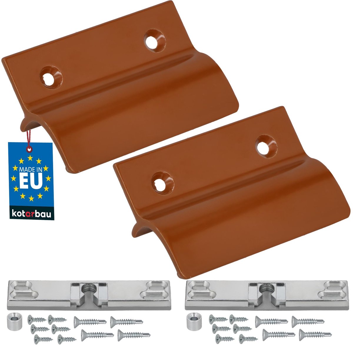 KOTARBAU® 2 Stuks - Balkondeurgreep - Terrasdeurgreep - met Balkondeur Snapper - Deurgreep Balkon - Terrasdeurgreep met Afstandhouder - Aluminium - Baksteenrood