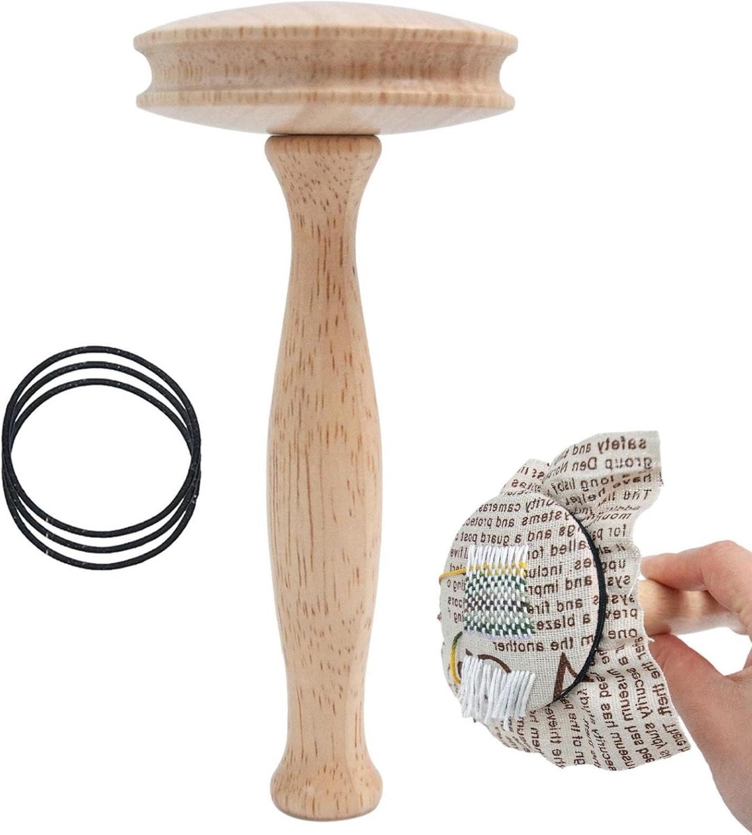 Stopgereedschap set - Stoppaddenstoel kit - Kleding repareren - Verfijnd houten ontwerp - 14.3 x 10.4 x 2.7 cm - Houtkleur