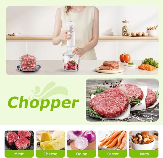Staafmixer Set - Keuken Blender - Maaltijden Bereiden - Krachtige 1000W Motor - 700ml Maatbeker - Wit — afbeelding 5