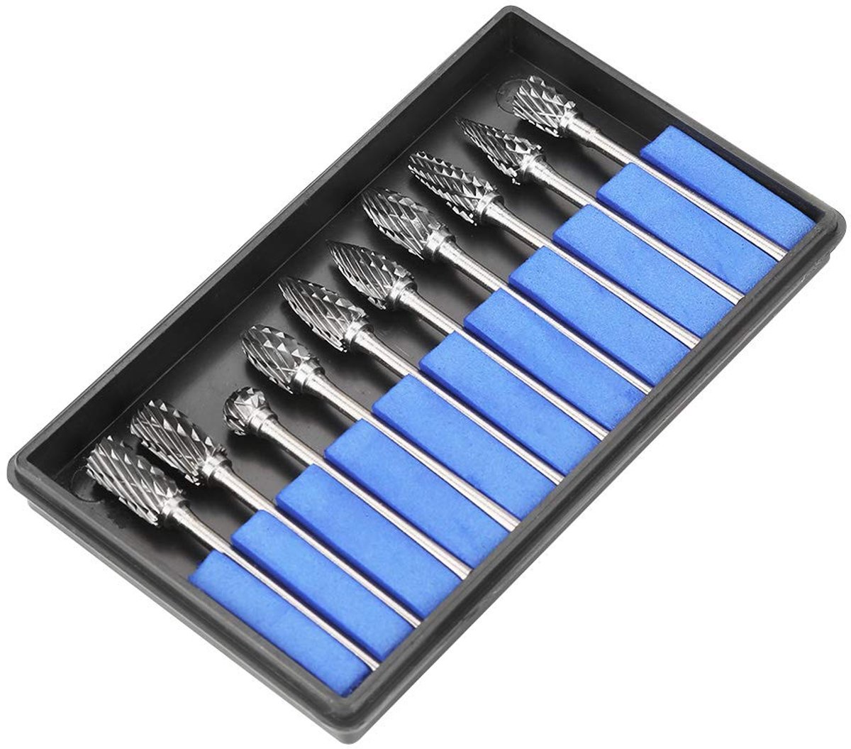 SnelShoppen - Carbide Frees Set 10-delig Dubbel Geslepen Harde Staal Rotary Frezen met 2.35mm Schacht voor Snijden, Vormen en Verwijderen van Hoeken e