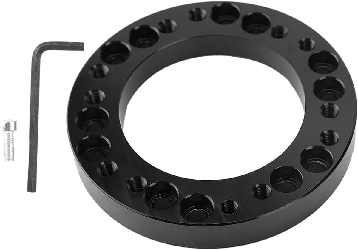 SnelShoppen - Stuurwiel Spacer 12.5mm Universele Auto Stuurhub Racing Spacer Pad Adapter Kit Aluminium Zwart Verbeterde Rijpositie