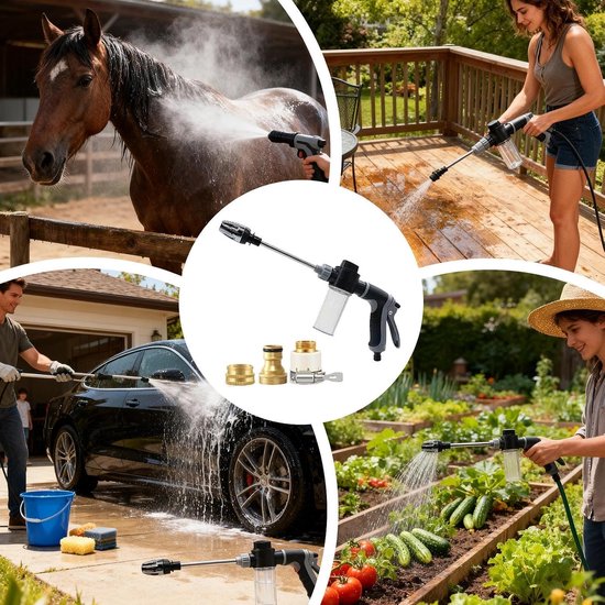 Hogedrukreiniger - Reinigingsmachine Tuinonderhoud - Buitenshuis Reinigen - Instelbare Waterdruk - 9 meter sproeiafstand - Grijs — afbeelding 4
