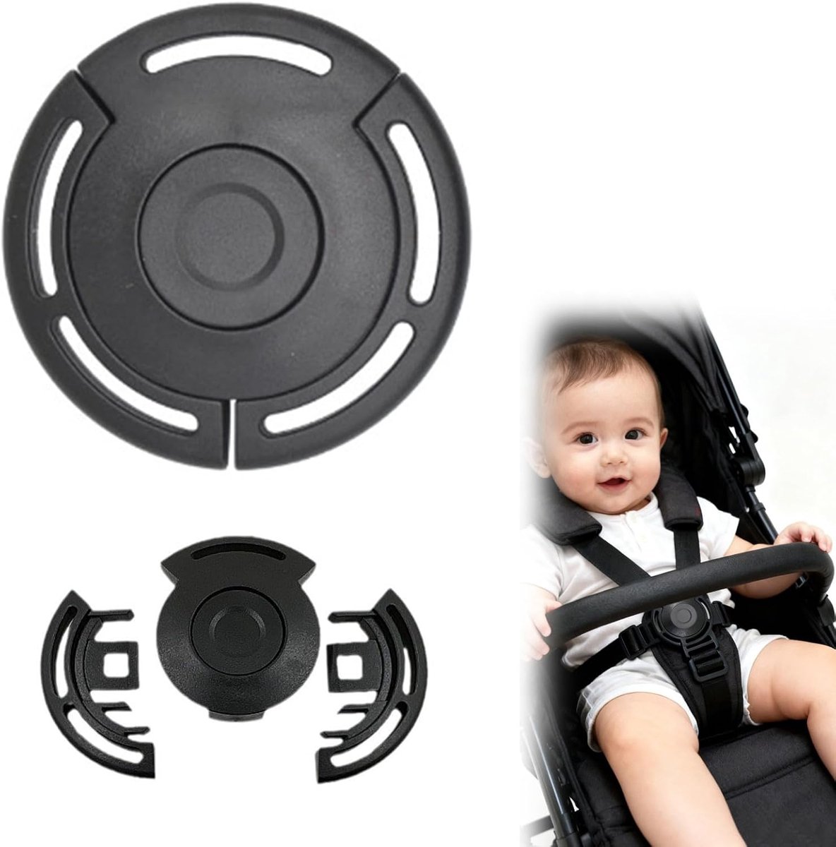 SnelShoppen - 5-Punts Veiligheidsriem voor Kinderwagen, Universele Riem met Buckles, Duurzaam Nylon, Verstelbaar, Kindveilig, Geschikt voor Kinderzitj