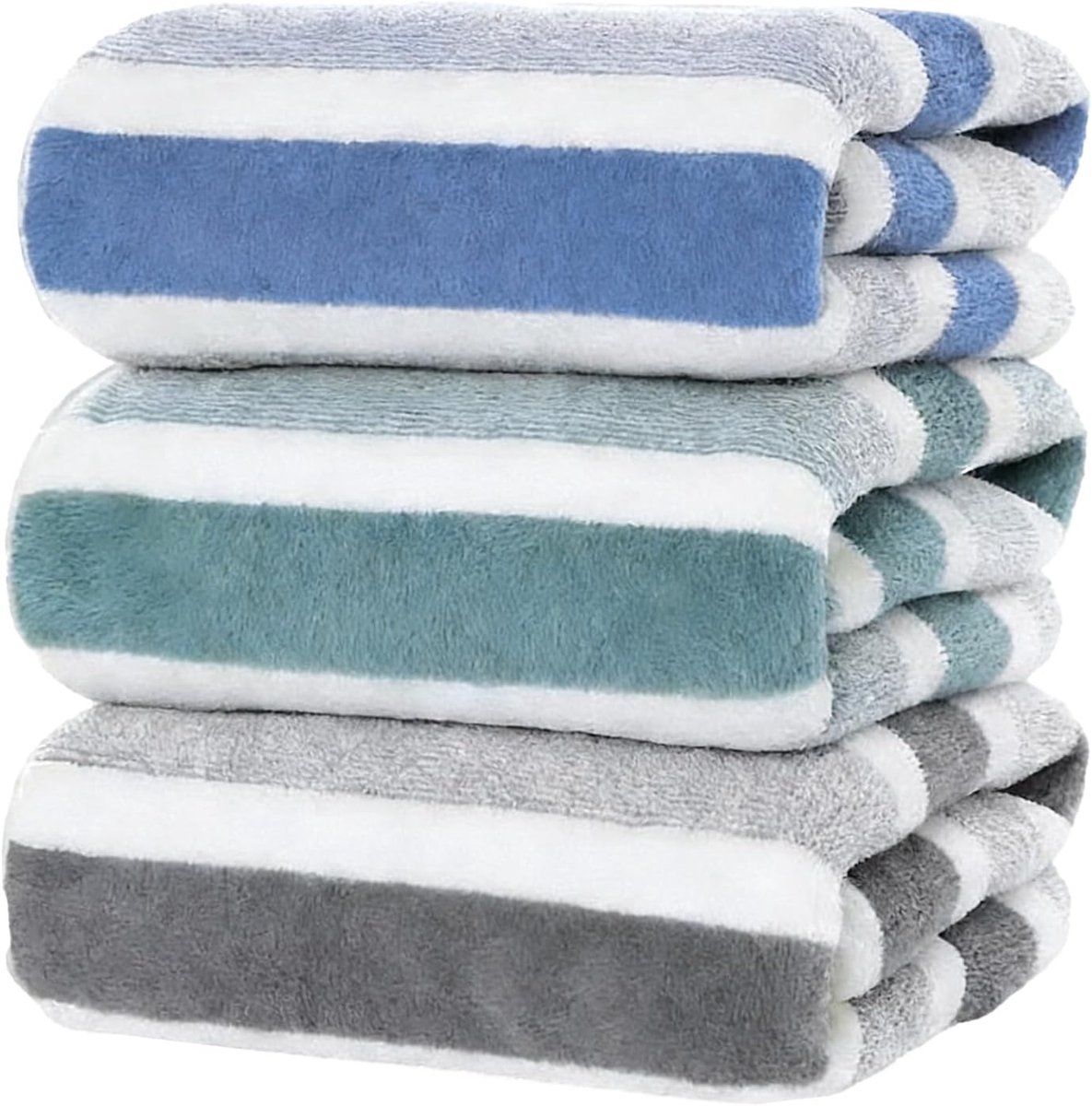 SnelShoppen - Set van 3 Zachte Katoenen Handdoeken voor Badkamer, Dikke Washandjes voor Hotel, Spa, Gym, 100% Katoen, Fluffy, Absorberend, Luxe, Wit