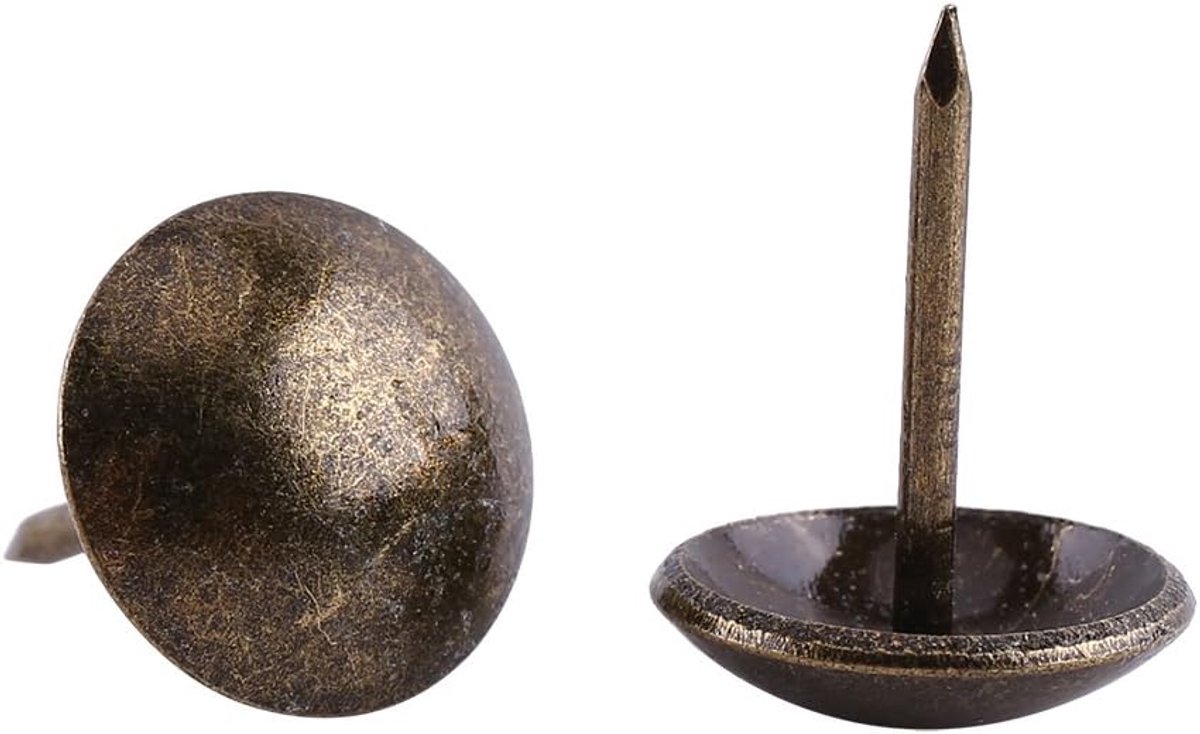 SnelShoppen - 100 Stuks Vintage Bekledingsnagels Rond Grote Kop Messing Metaal Decoratieve Nagels voor Meubels, Sofa, Deuren, Schoenen (13 * 17mm)