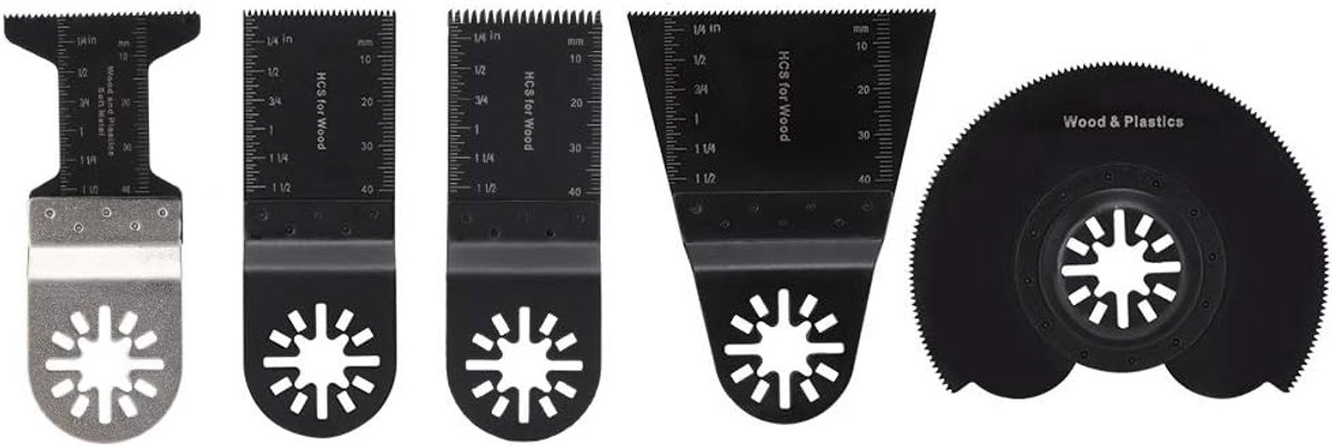 SnelShoppen - 5-delige set oscillatiezaagbladen, universele multi-tool accessoires van carbonstaal voor het snijden van hout en kunststof