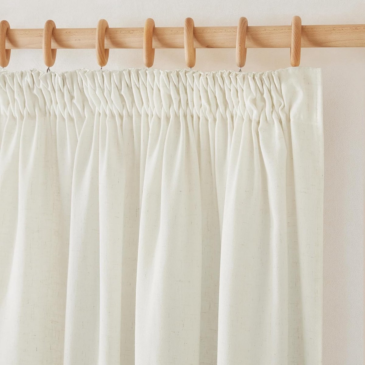 SnelShoppen - Korte Gordijnen voor Slaapkamer, Linnen Semi-Transparant, Set van 2 | 140 x 160 cm, Natuurlijke Rustieke Gordijnen voor Keuken, Lichtfil