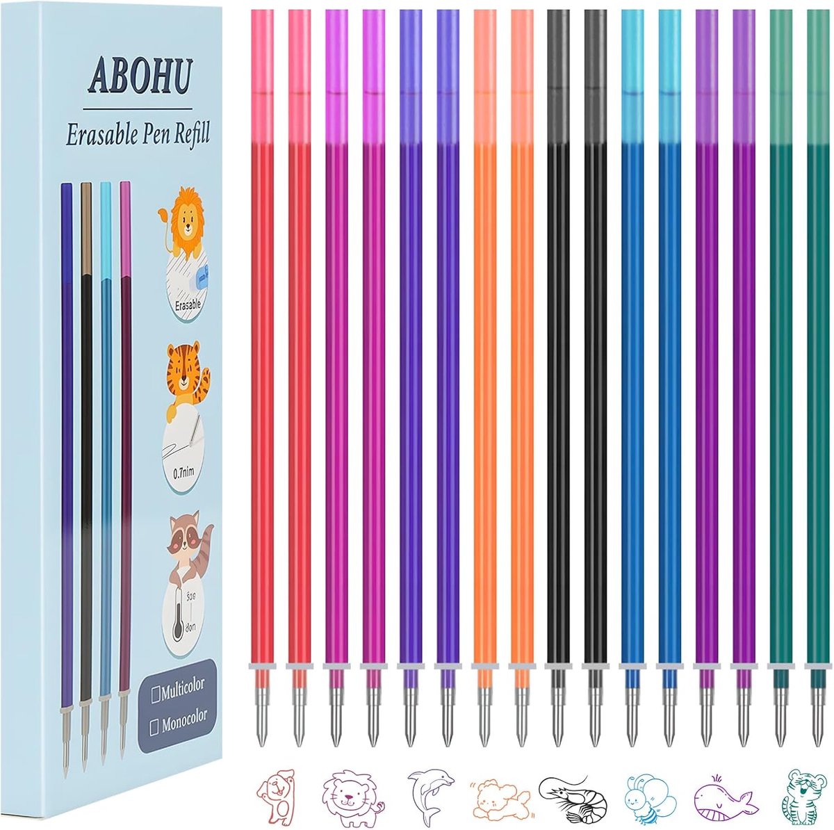 Erasable gelpen navullingen 16 stuks - multicolour thermosensitieve inkt - 0.7 mm punt - veelzijdig schrijven - ShopVlot