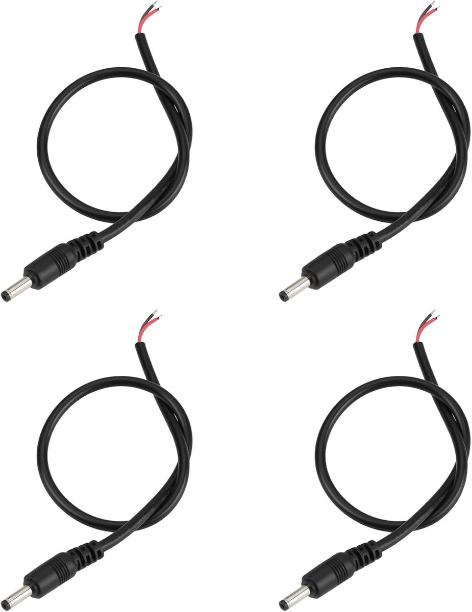 SnelShoppen - 4 Stuks 3.5x1.35mm Mannelijke Plug Connector Pigtail 30 cm 26AWG 1A voor Bewakingscamera's, LED-Lichtbalken en Elektronische Projecten