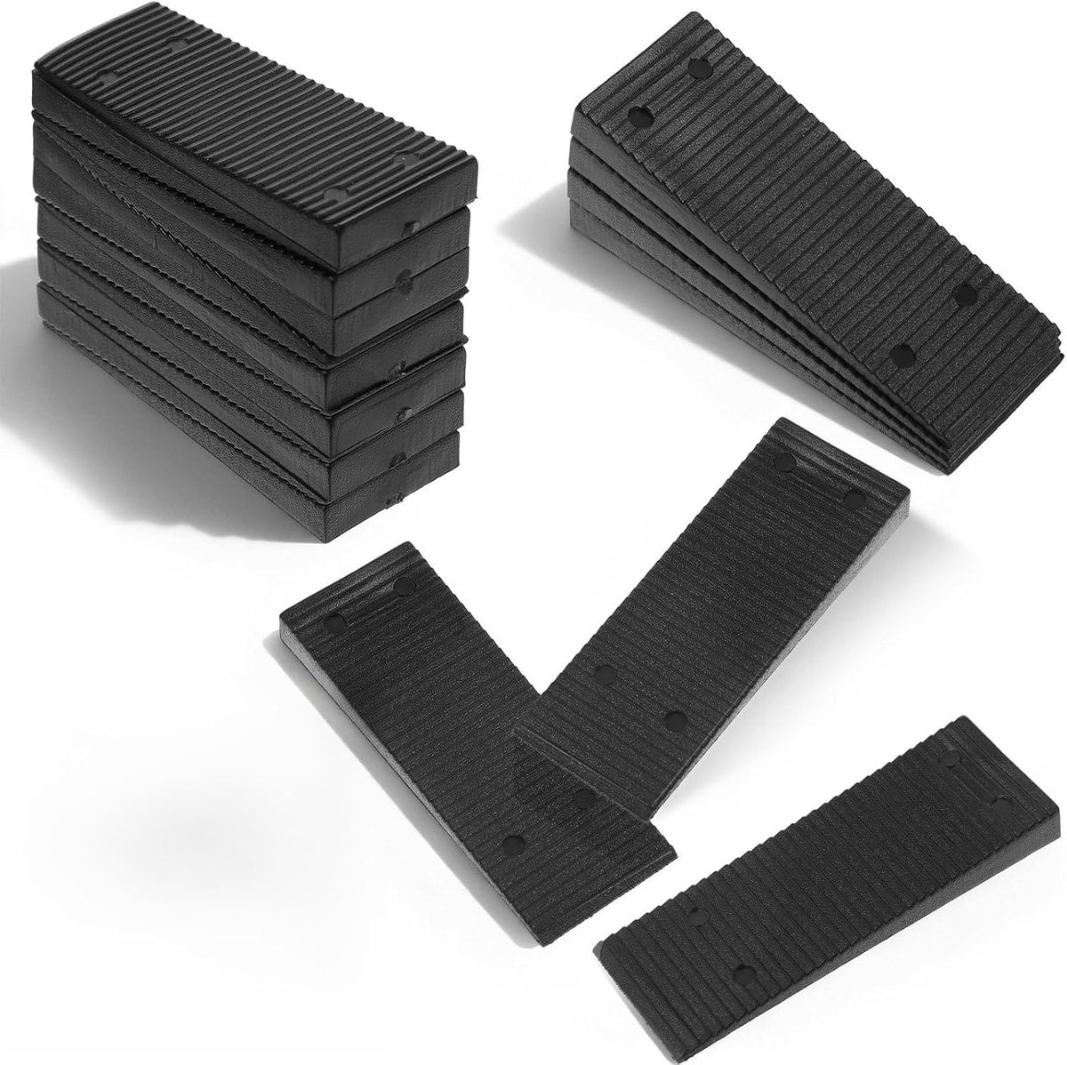 SnelShoppen - Pack van 20 Zwarte Meubel Niveauer Wedges 8 x 3 cm Plastic Universeel Verstelbaar Voor Het Niveaueren van Deuren, Vensters, Vloeren en T