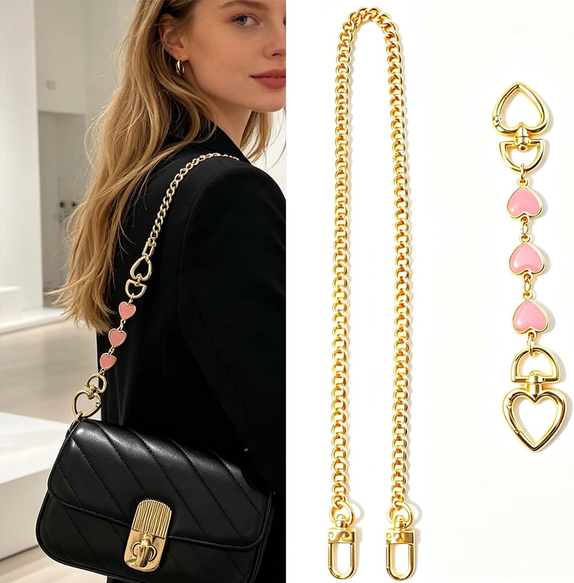 zakketting 60 cm goud - 2 stuks handtasketting - vervangend accessoire - ideaal voor schoudertas - ShopVlot