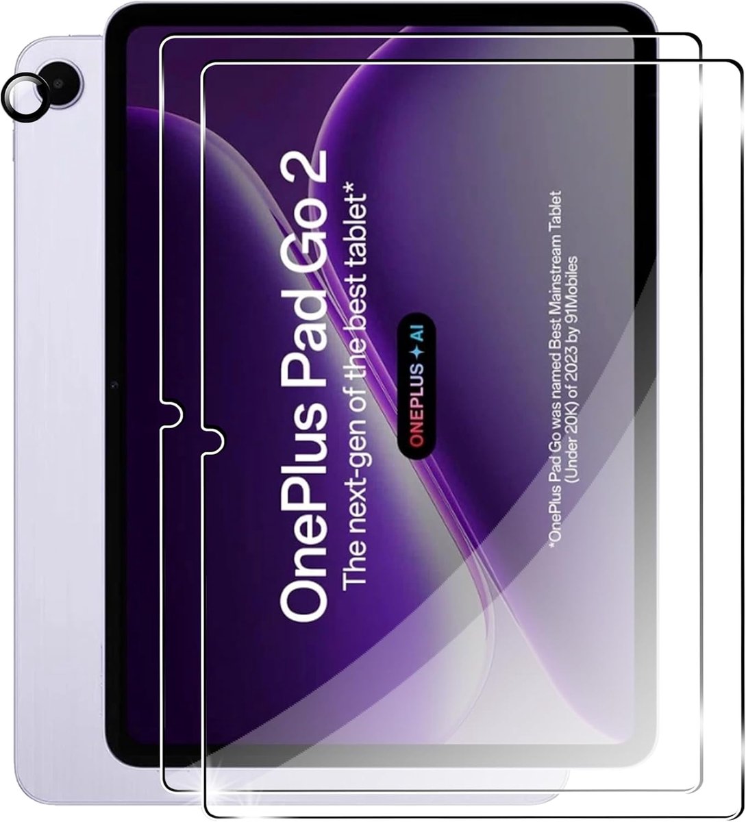 SnelShoppen - Screen Protector voor OnePlus Pad Go 2 12.1 inch 2025, 2 Stuks, Gehard Glas, 9H Hardheid, HD, Bubble-Free, Krasbestendig, Inclusief Came