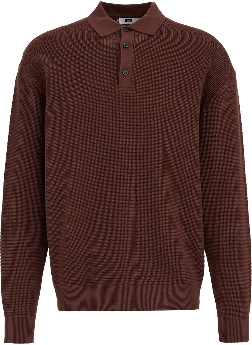 WE Fashion Heren regular fit gebreide polo met structuur
