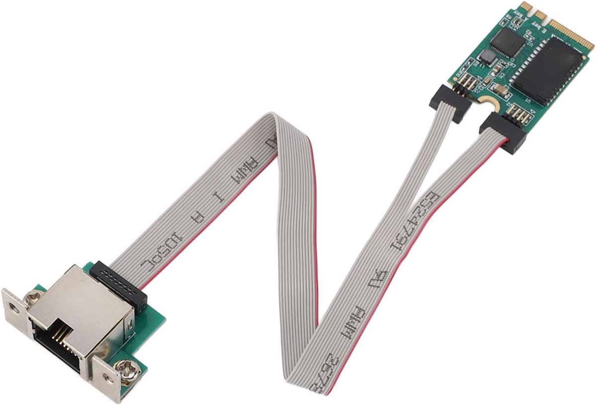 SnelShoppen - M.2 Ethernet Netwerkkaart 1G/100M Multi Gigabit Adapter, RTL8111F Gigabit Netwerkkaart M.2 A E Key voor Desktop, Werkstation, Server, On