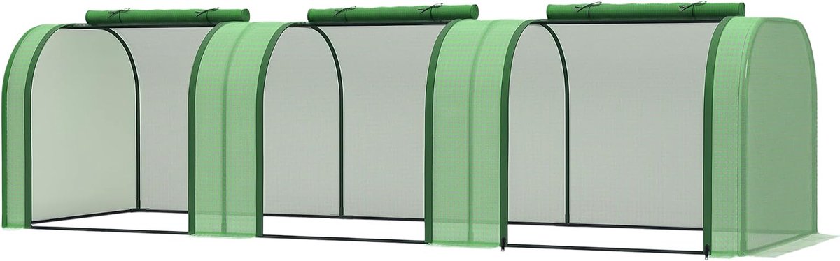 Foliekas Broeikas - Kweekkas Plantenkamer - Planten Beschermen - Stabiel Stalen Frame - 295 x 100 x 80 cm - Groen