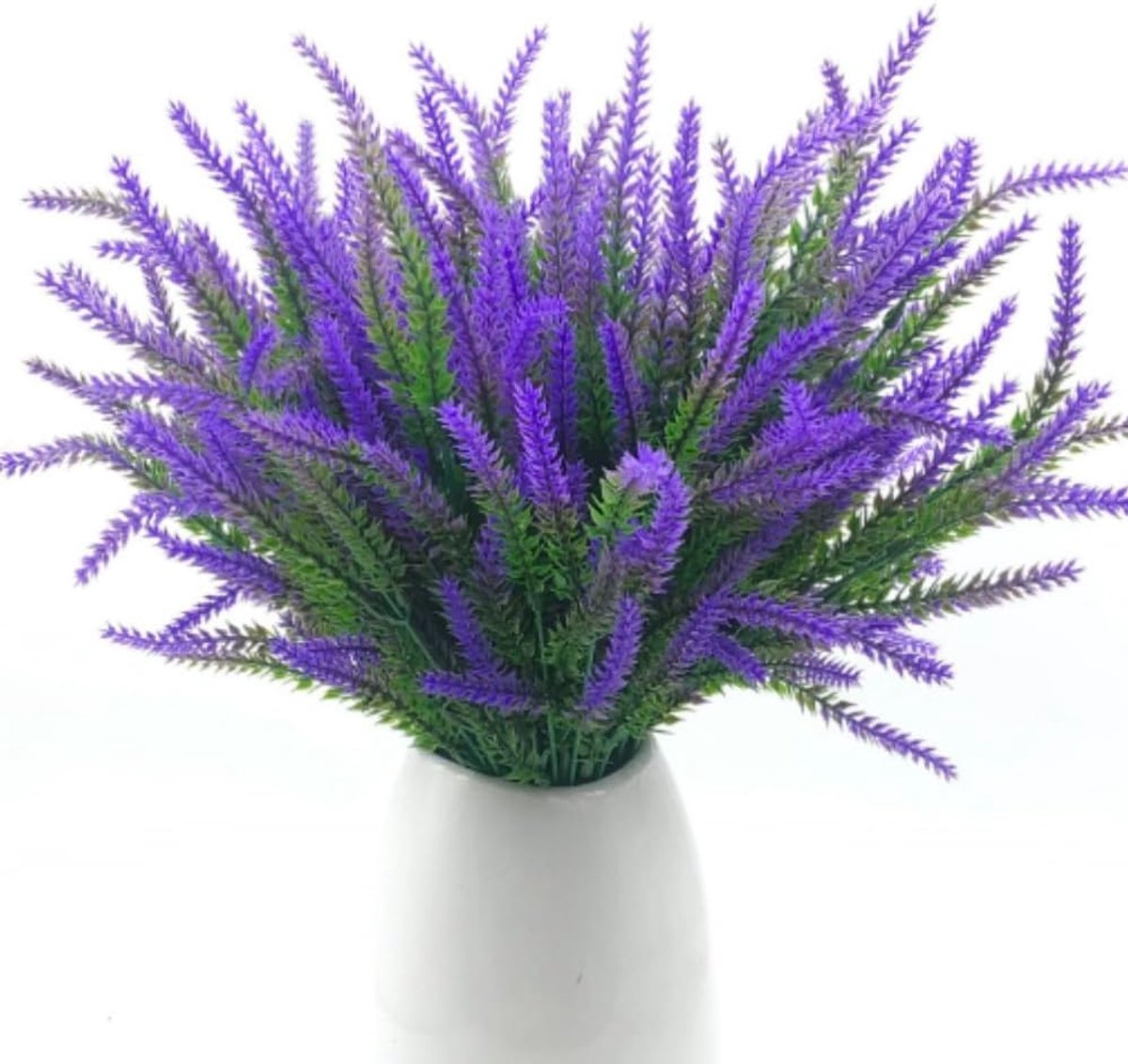 SnelShoppen - 12 Stuks Kunstgras Planten Kunstmatige Lavendel Bloemen, Kunstgras, UV Bestendige Plastic Groene Planten Simulatie Bloemen Tuin Decorati