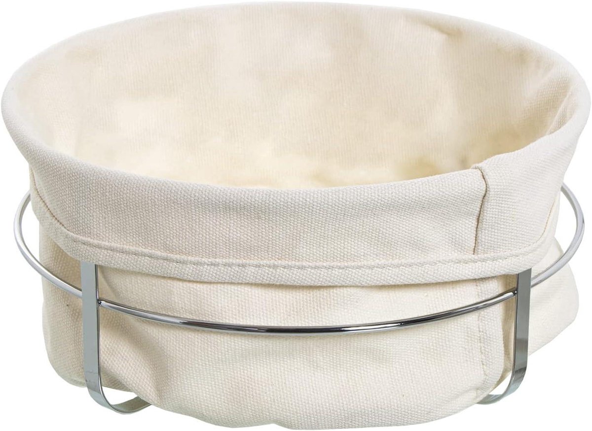 Ronde Broodmand - Broodtrommel Metaal - Brood Serveren - Verchroomd en Natuurlijk - 22 x 11 cm - Chroom