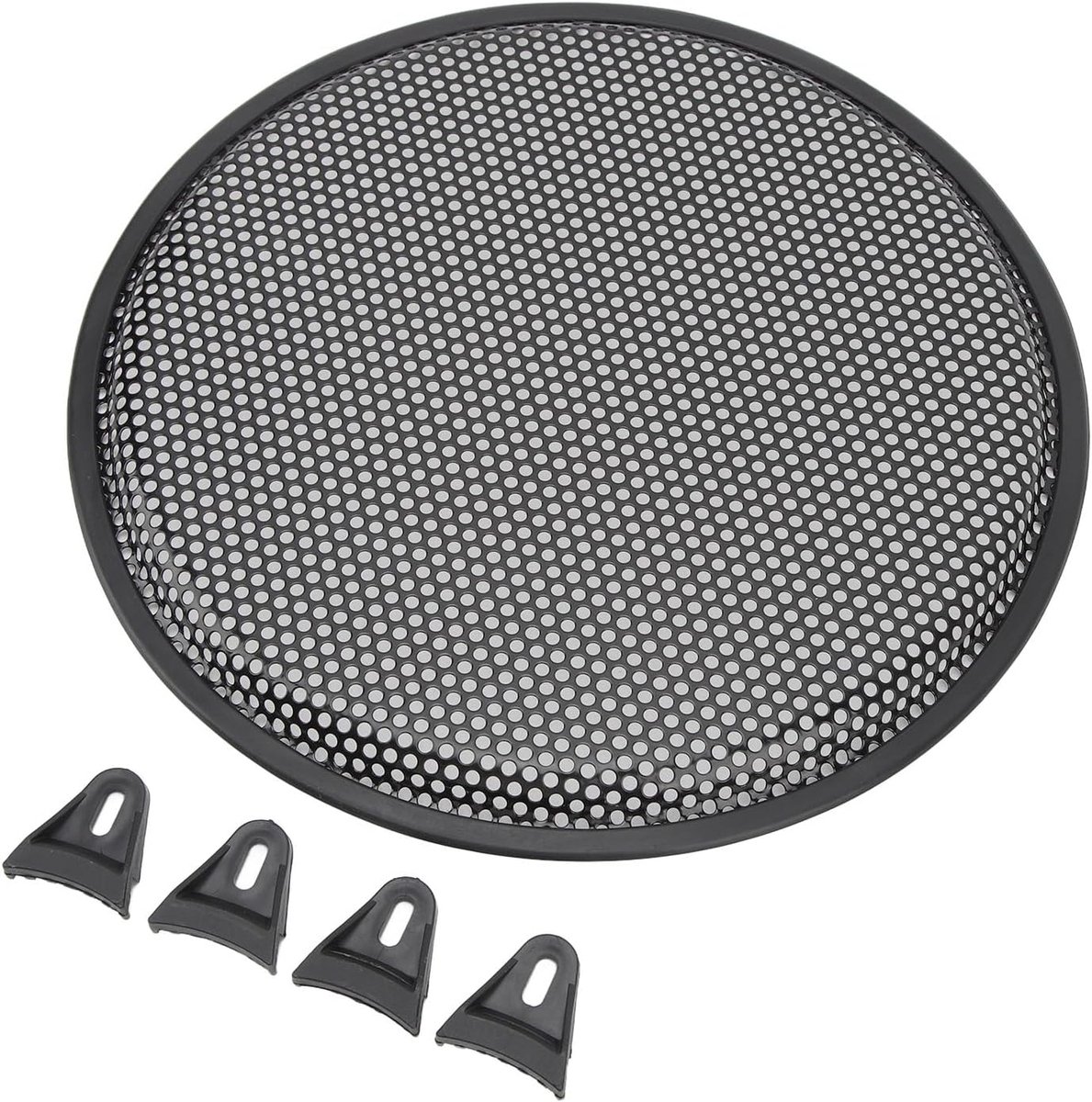 SnelShoppen - 12 Inch Speaker Grill, Universele Zwarte Subwoofer Speaker Rond, Eenvoudige Installatie, Robuuste Bescherming voor Auto, Modern Design