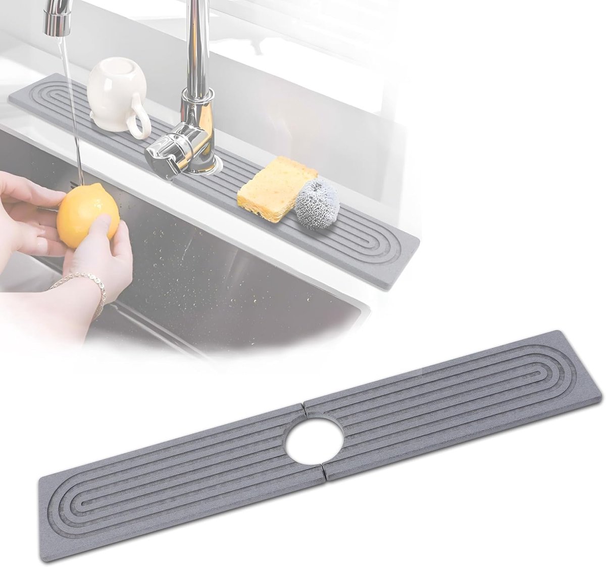 SnelShoppen - Splash Guard Diatom Tap Mat 60cm - Extra Lange Water Sensor Mat - Sneldrogend en Super Absorberend voor Keuken - Ideaal voor Onder de Kr