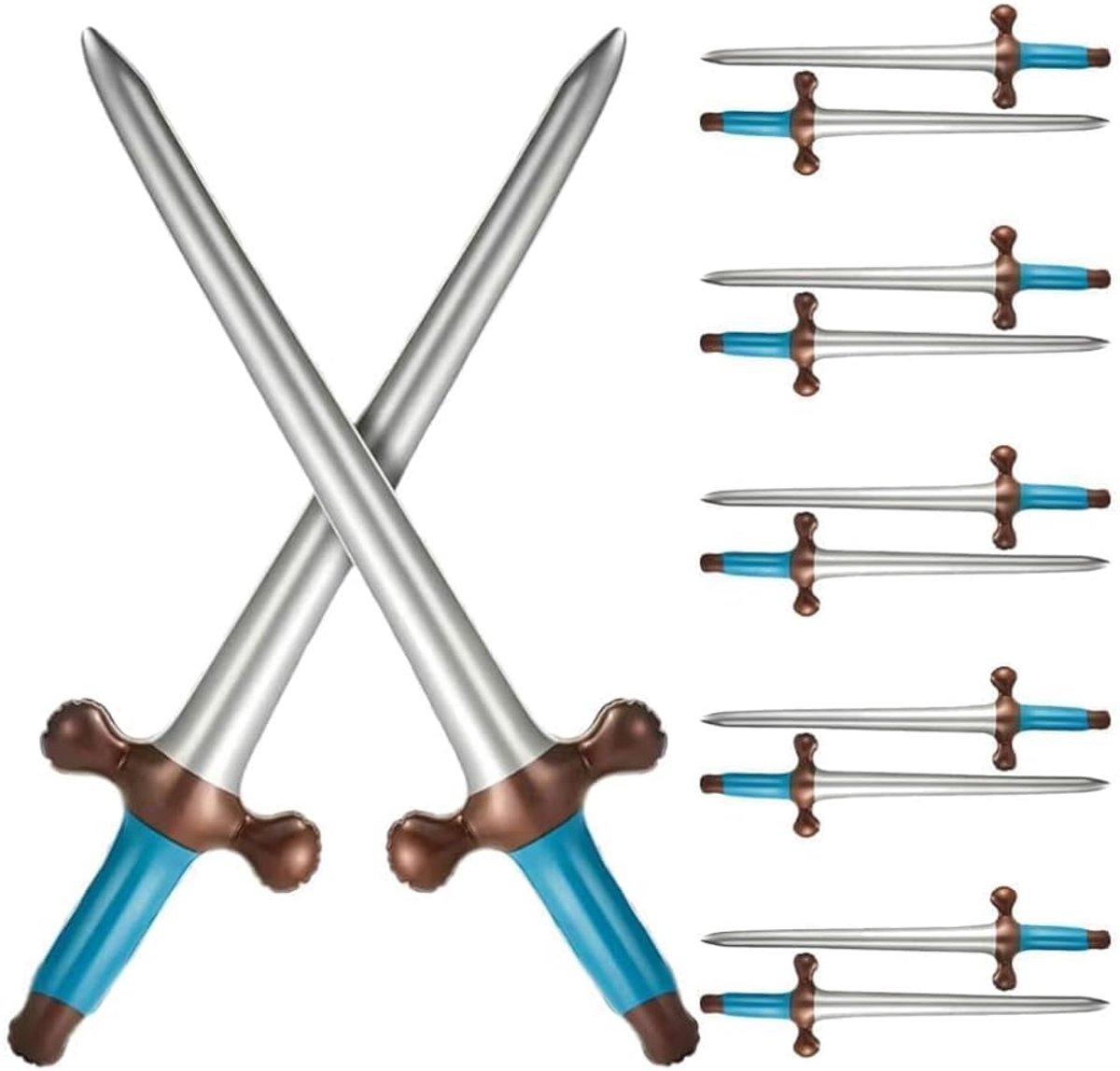 SnelShoppen - 10 Stuks Opblaasbare Zwaarden 60cm - Opblaas Speelgoed Zwaard Piraten Kabel - Opblaas Speelgoed voor Kinderen - Piratenfeest Accessoires