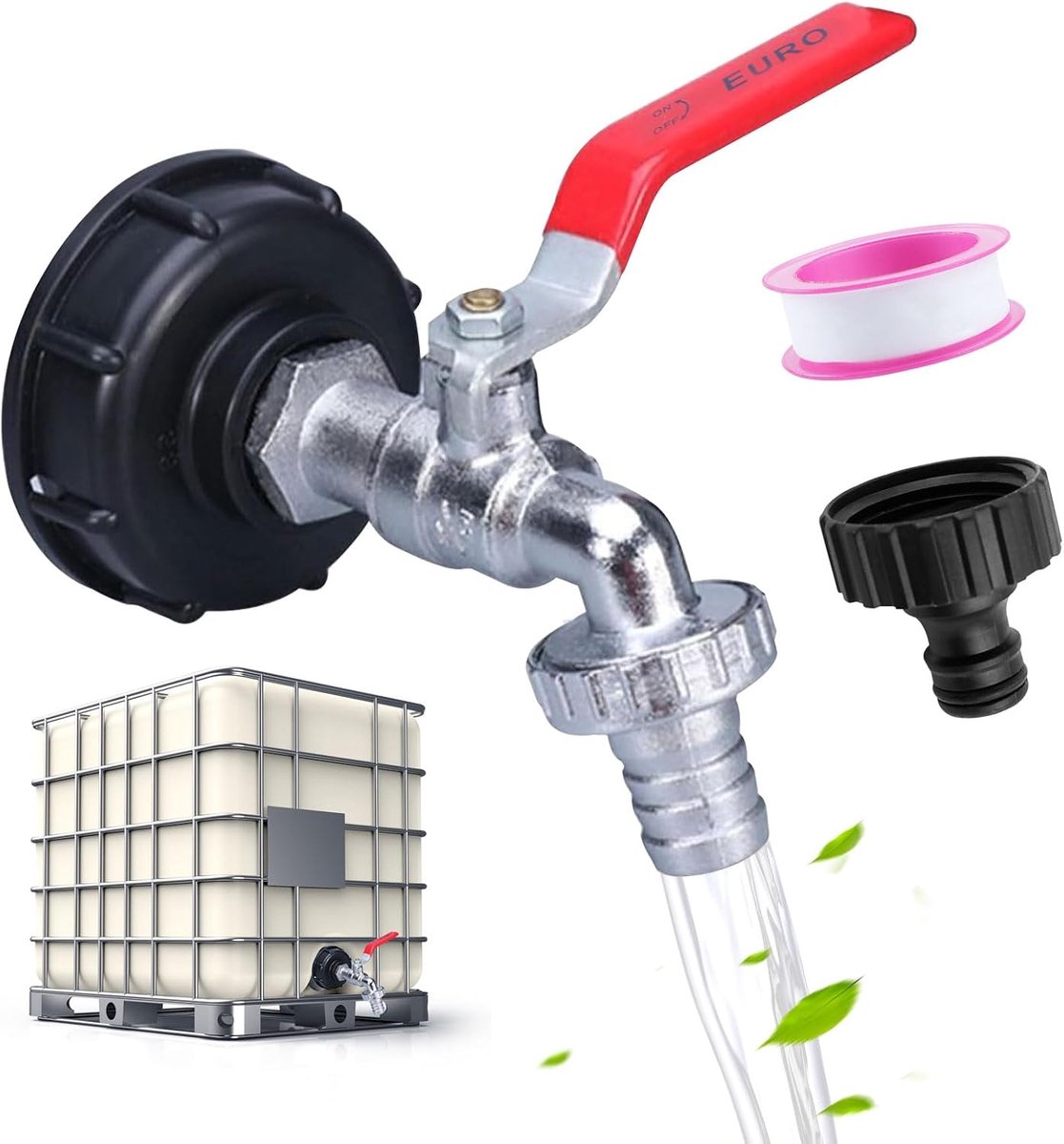 IBC afvoerventiel 1000 liter - S60x6 IBC tank adapter - 3/4 inch aansluiting - duurzaam en corrosiebestendig - ShopVlot